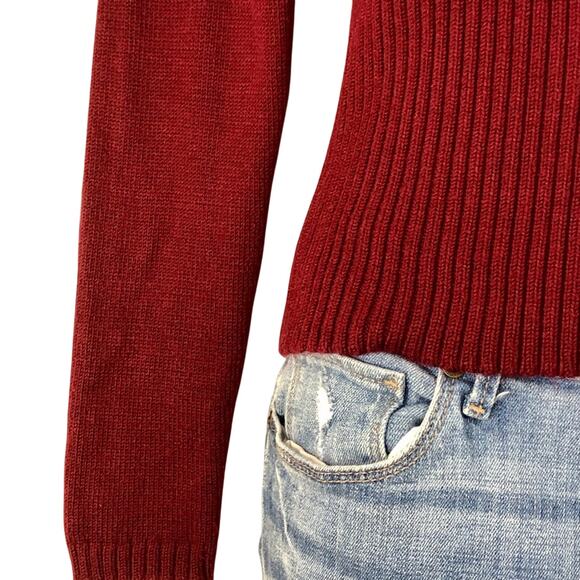 Cato Maroon Berry Shawl Fold Over Collar Accented Waist - Picture 10 of 16